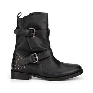 Vintage Foundry Co. Womens 9 M Black Leather Studded Buckle Strap Boots NIB JC0